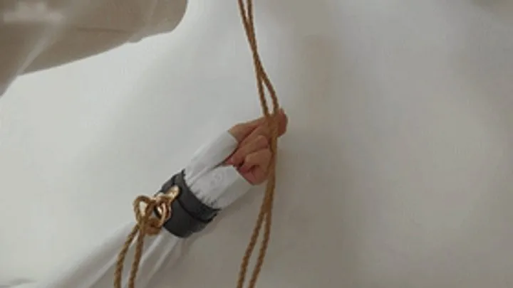 Chinese Bondage Foot Fetish - xy325-Petite cute Chinese girl is tied up with ropes in an iron ring on the wall