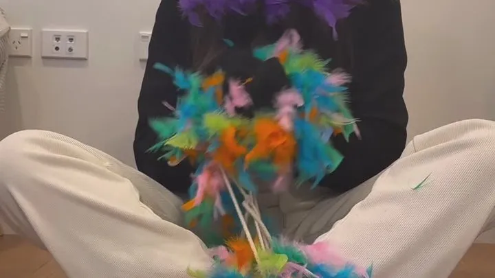 Erina In Bondage - Erina in a cruel tickle punishment with Feather boa