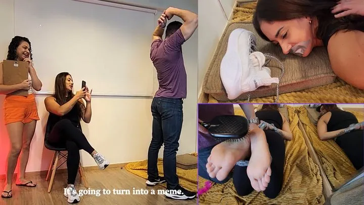 Girls Trap Foot Tickling - Bratty Hot Gym Girl Tied Tickled and has to Smell her own poison - Frenique and Mia - - TAPE - SOLES - TICKLE - FOOT TICKLING - SMELLY FEET - TICKLING - FOOT TICKLING - SOCKS - VINYL - BAREFOOT - SOLES - GAG - BDSM - 720p