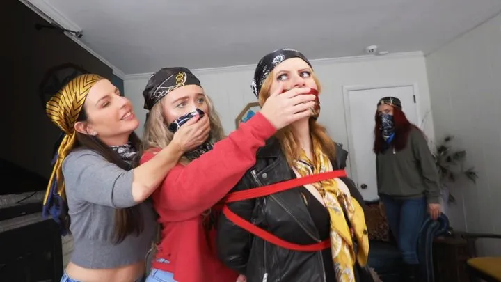 Kobe Lee's Fetish Paradise - Jacquelyn Velvets Shouldn't trust Kobe Lee, Kat Von Wylder and Juicy In Rope Bondage With Silk Scarves and Mouth Stuffing PART 1