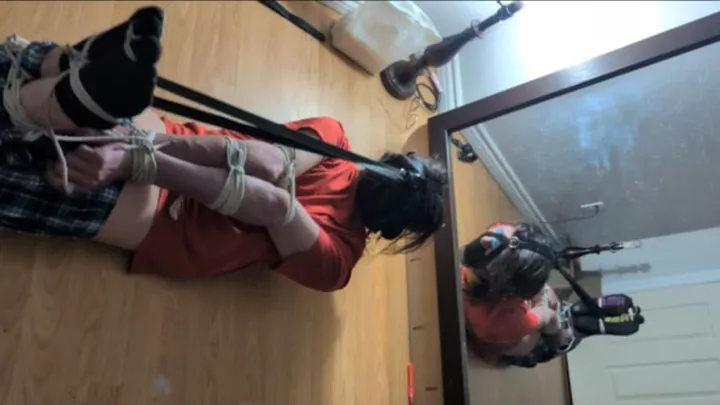 Ks Amateur Bondage - Harness gag hogtied