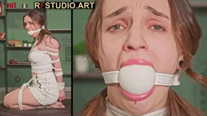 Rf Studio Production - Tilda - Elegant Rope Doll - Keeling Bondage and Huge BallGag on Turntable (FULL HD MP4)