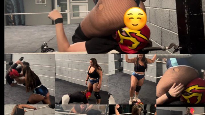 Power Girls Pro Wrestling - Mixed wrestling face sitting ball busting and trampling