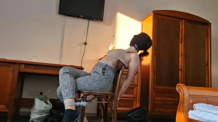 Allofbondage - Mily chairtied for the first time