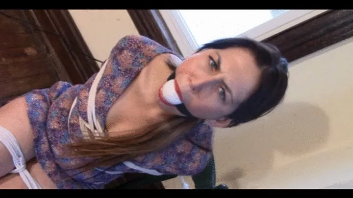 Good Girls In Bondage - College Girl Big Tight Drooling Ball Gag and Chair Tied