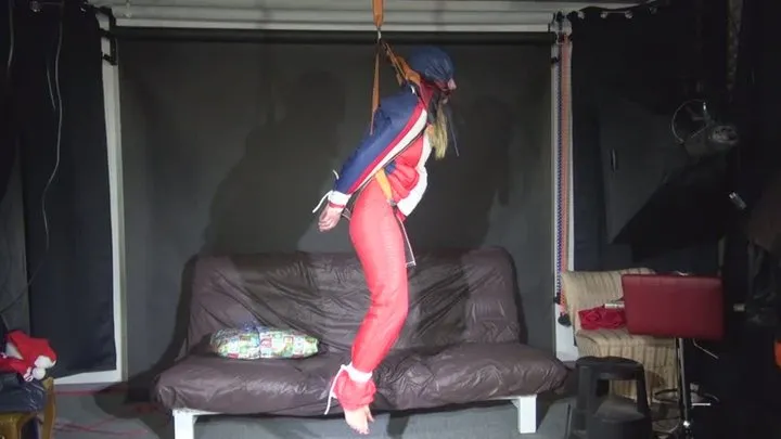 Shinynylonartsbound - 2 Short Clips with Sandra bound and gagged in shiny nylon downwear