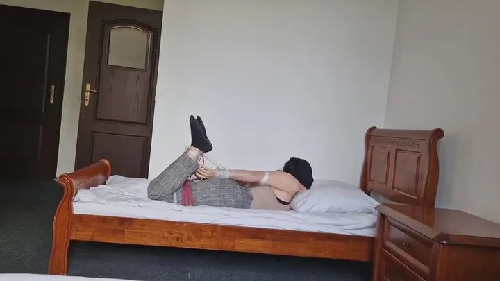 Allofbondage - Mily hogtied on bed