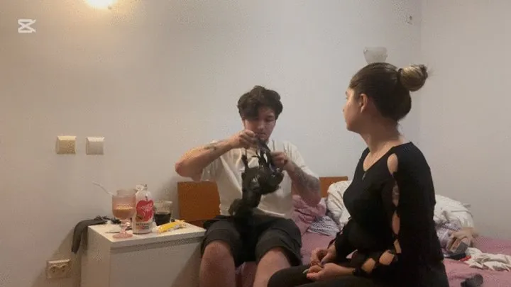 Nipsandstrips - Face farting and smoke blowing directly into his facemask