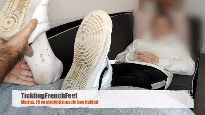 Tickling French Feet - Marius, 18 yo muscle straight boy first tickle session (full HD)