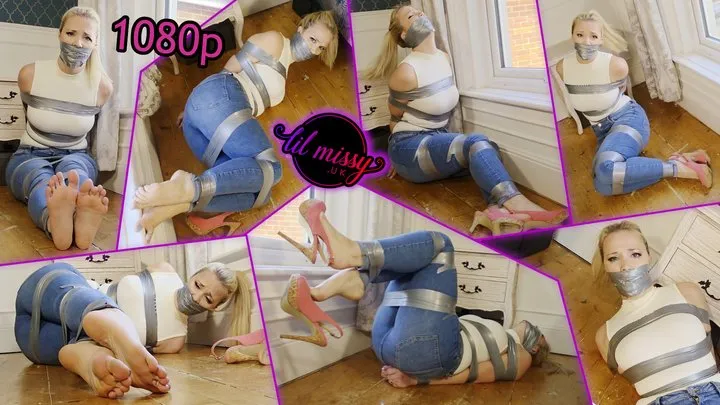 Lil Missy Uk Store - Lil Missy UK in Taped up damsel on the floor in jeans 1080p