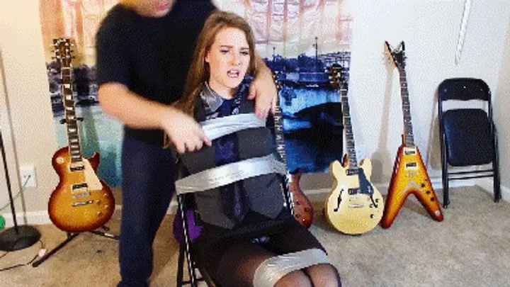 Hollyrope Omega - Remastered and Upscaled at 1080 and 60 FPS! Ashley the accountant tightly taped up to a chair and wraparound tape gagged by the mafia!