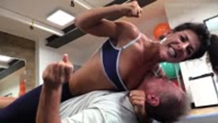 German Goddess Femdom Fighting - Bianca's Gym Session Challenge - Bianca Blance submits Fritz The Wrestler