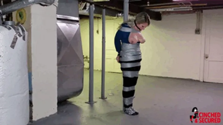 Cinched And Secured - Lolly Gagg - Pole Bound Nipple Clamped Breast Bondage (WMV Format)