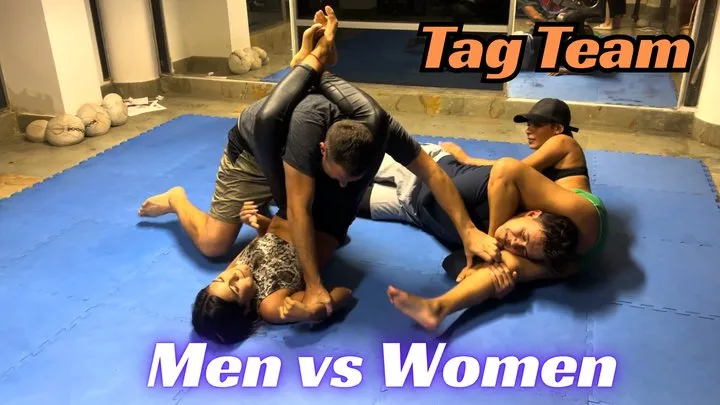 Kink Sports - Men vs Women Tag Team: Pauline and Valerie squeeze the air out of Kevin and David