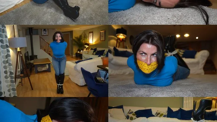 Muffled Screams - Agent sarah wild captured, hogtied and bandana gagged (wmv)