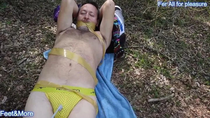 Fer All For Pleasure - Fer is tied gagged and tickled in the park-only tickle version