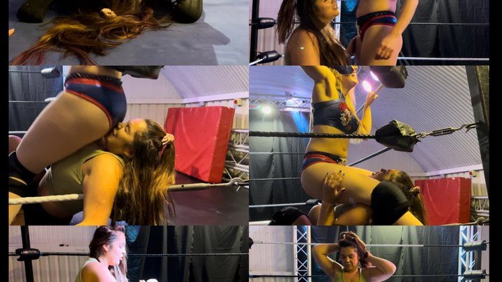 Power Girls Pro Wrestling - Back sitting , stomach sitting, kissing and Stinkfaces