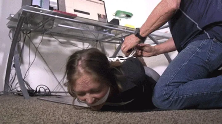 Pantyhose Bondage And Encasement - d2507RACHEL-Secretary tied up late in her office