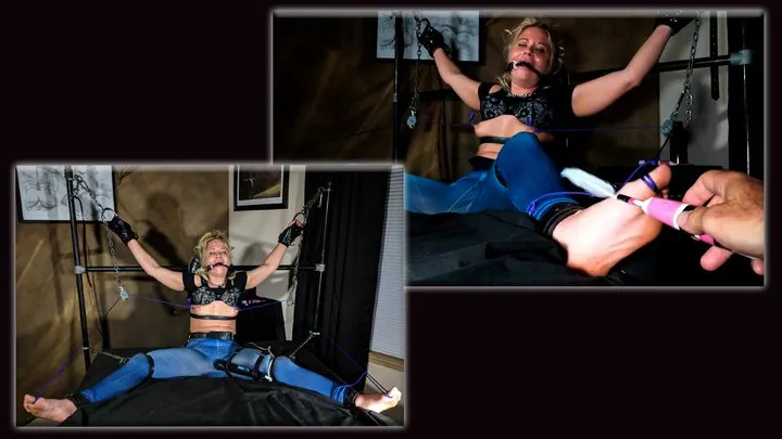The Tickle Channel - Blonde in Blue Jeans Bound for Tied Nipples to Toes Foot Tickling Predicament and Bondage Orgasms