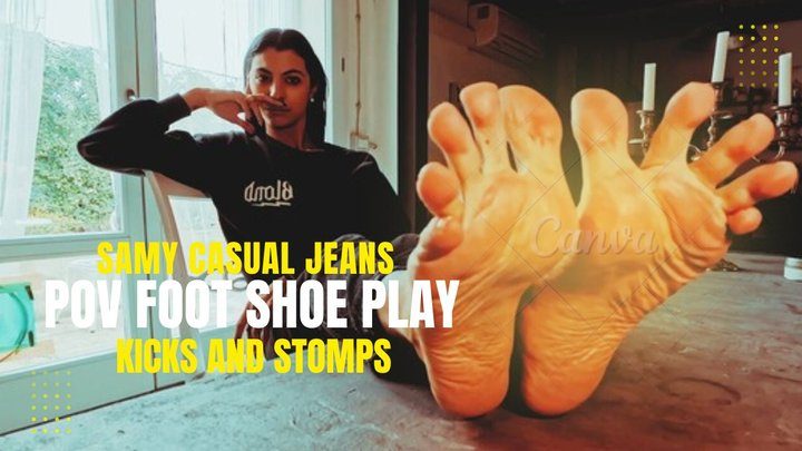 Martial Fetish - Samy POV casual jeans shoeplay, kicks and stomps