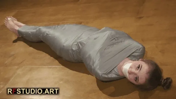 Rf Studio Production - Meloxy - Tape Mummification Part 2 - Struggling on the Floor and Hair-to-Toes Hogtie (FULL HD MP4)
