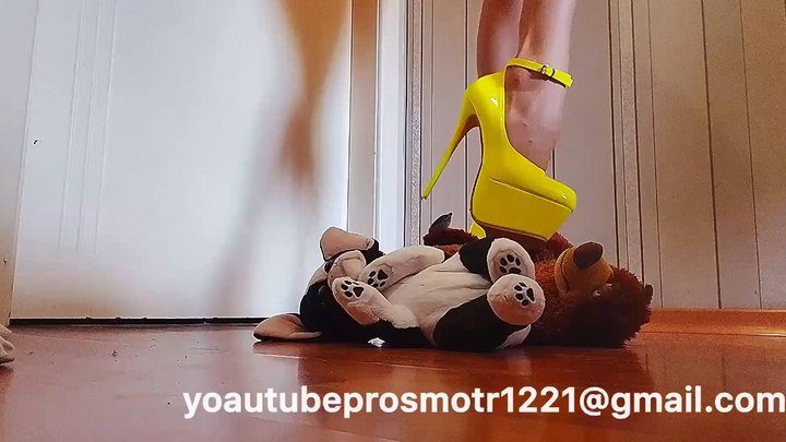 Smolenko Crush - Nastya sexy trample and facesitting soft toy and crush fetish + butt crush with sexy teen ass and foot fetish + socks