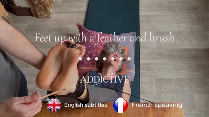 Addictive French Girl - Tickles feet up with feather and paint brush ( French speaking with English subtitles )