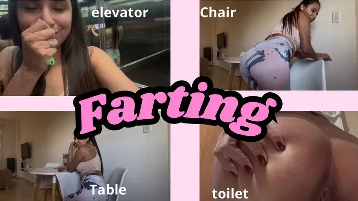 Jasmine01s - Farting in the elevator + peeing and farting in the toilet + farting on the table and chair