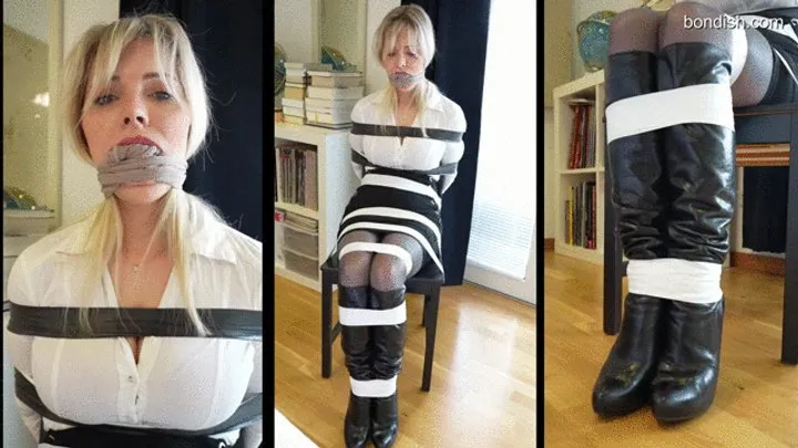 Bondish - TAPEBONDAGE: VERA CHAIRTIED IN PRADA BOOTS