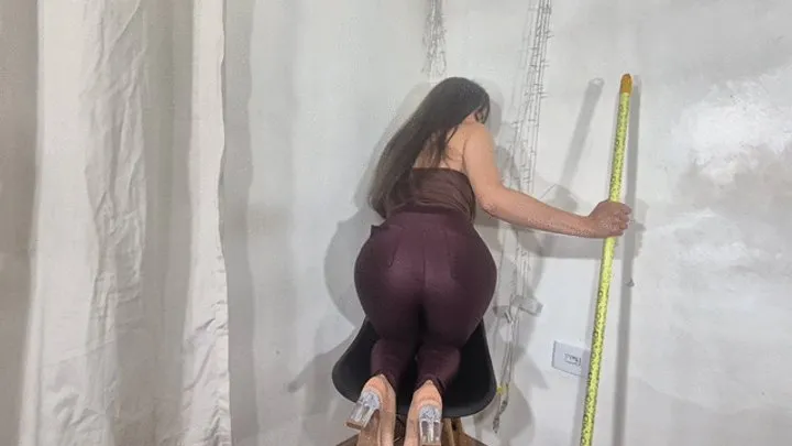 Queen Anita P - Goddess Priscila Hiroshi Cleaning the House and Releasing Muffled Farts in her Tight Jeans - Part 3