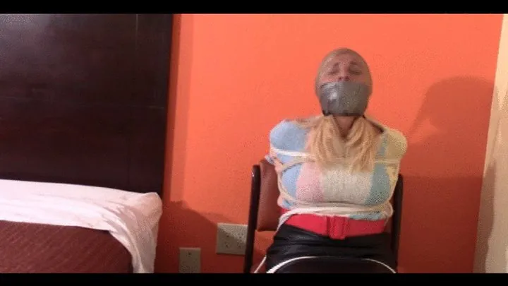 Good Girls In Bondage - House wife mouth stuffed gagged with real duct tape and tight pantyhose over head