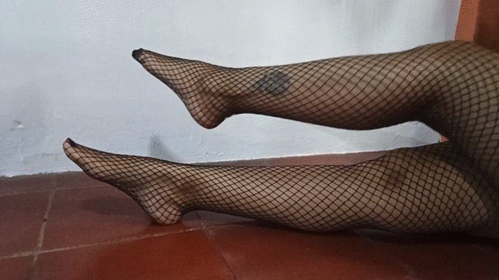 Goddess Foot Fetish - Beautiful feet with fishnet stockings revealing pronounced arches (3)