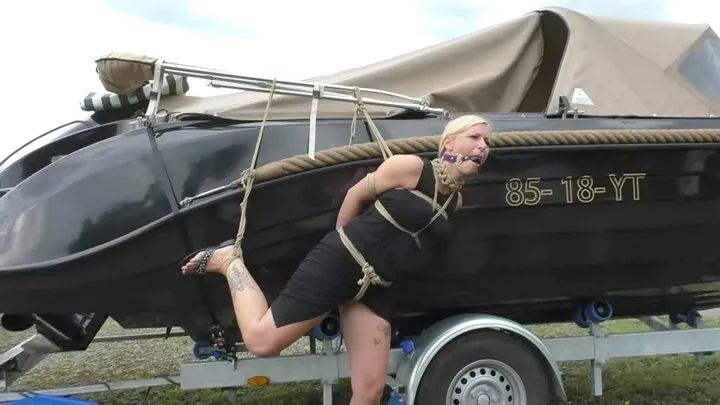 Tied In Public - Dany Blonde hogtied on the parking lot - tied by Lena King - Full Clip wmv HD