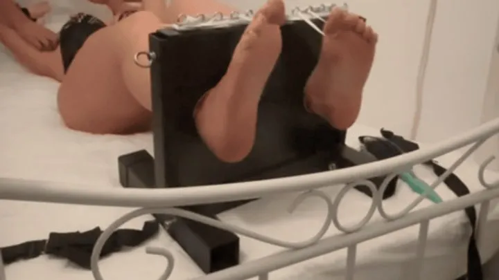 Chiliana Spice - Curvy blonde girl tied and tickled in stocks after breaking her boyfriend's PS5