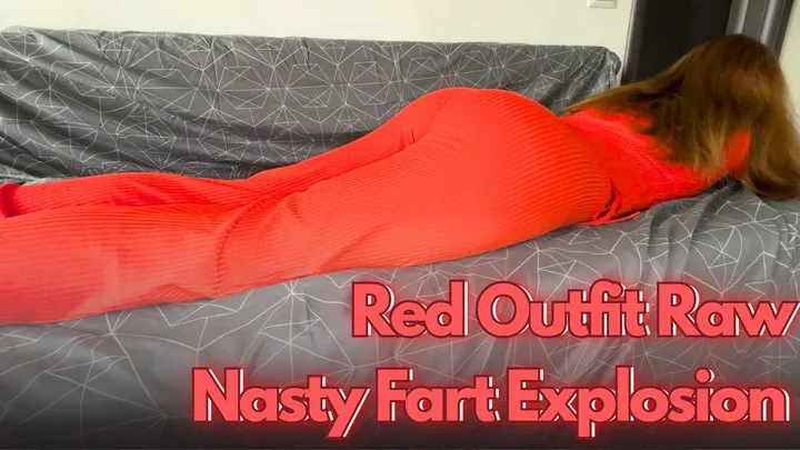 Gassy Kat - Sexy Red Outfit Fart Storm on Couch
