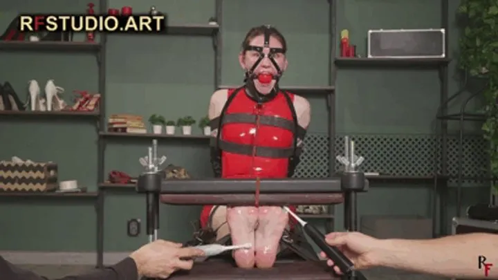 Rf Studio Production - Stacy - A Tickle Toy - Tickling in a Latex, Toe Press, Harness Ballgag and Nosehook (FULL HD MP4)