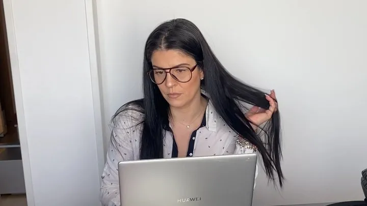 Farting Sniffer - Gassy secretary farting , burping and smoking at work *