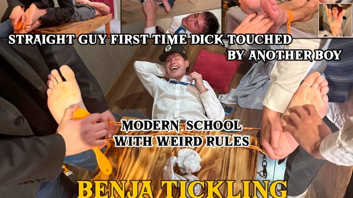 Str8crushfeet - Tickle to orgasm Benja punishment first time his cock is touched by a boy