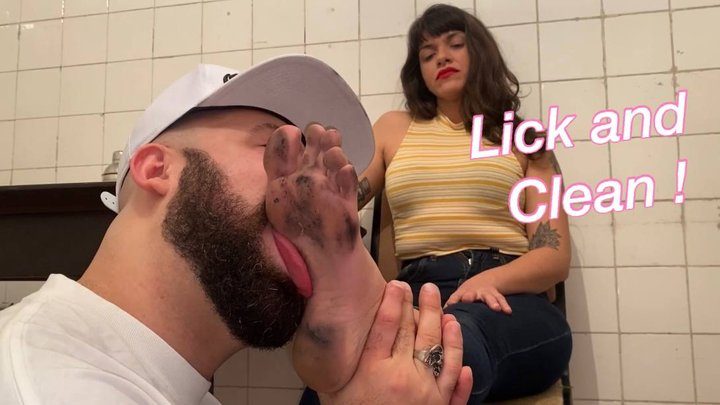 Lfd Dirty Feet And Spitting Girls - Cleaning dirty feet in the kitchen - HUMILIATION - HUMAN ASHTRAY - FOOT STOOL FACE