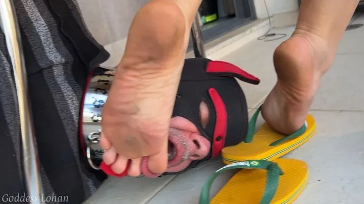 Mistress Lohan - Goddess Lohan - Use Your Head as My Footrest and Clean My Dirty Feet with Your Pig Tongue