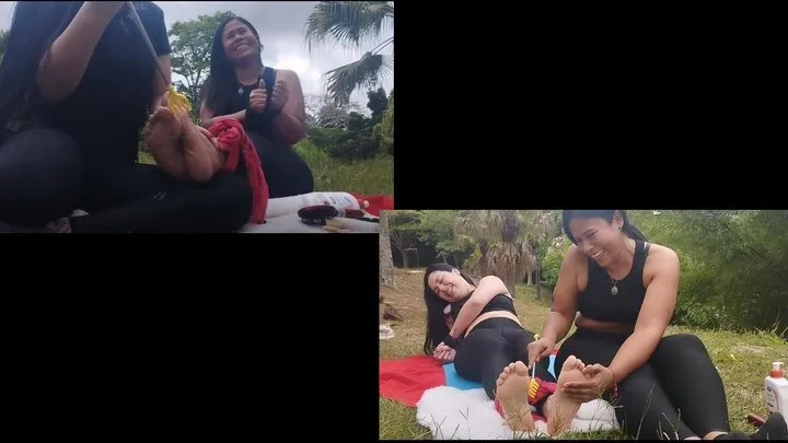 Ninosticklingstudio - Full video: Tickling soles and navel: Thiany and France