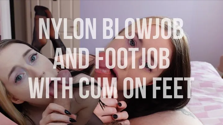Lucyy Avery - Nylon BlowJob FootJob & Cum on Feet