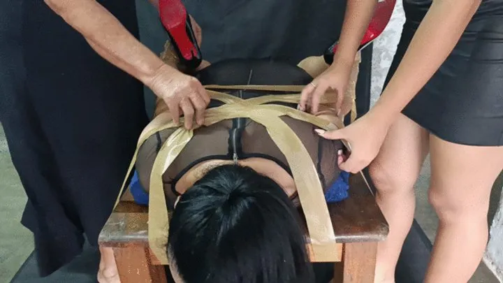 Goddess Foot Fetish - Woman bound completely with plastic tape to receive lots of tickling (2)
