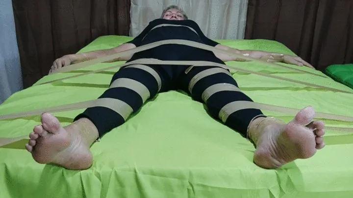 Goddess Foot Fetish - Tied with tape to the bed to be tickled and laugh for a long time (1)