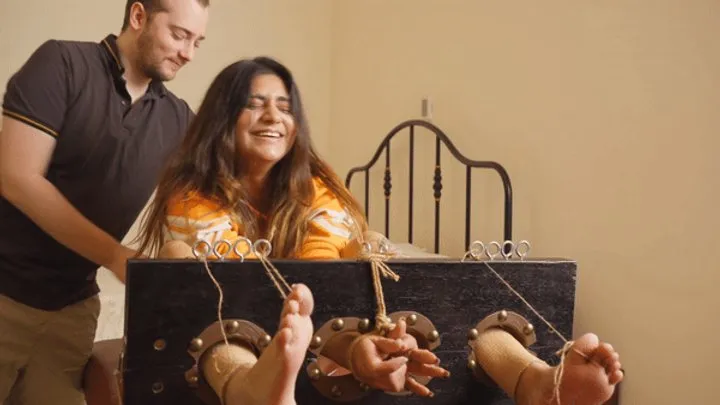 Lovely Laugh Tickling - Hayat is trapped in the stocks