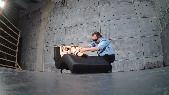 Bondage Dreams - Kira tied with red ropes on the couch_CS09