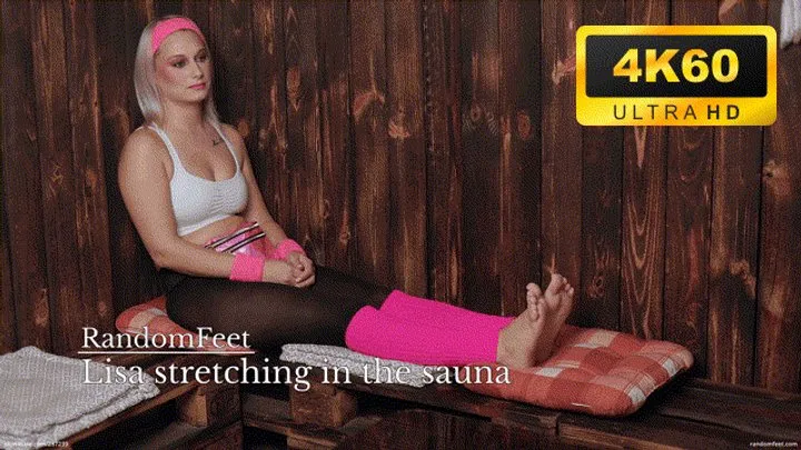 Randomfeet - Lisa stretching in the sauna
