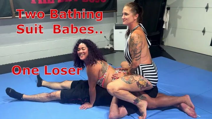 Autumn Bodell On Top - Two Bathing Suit Babes One Loser - Kim Chi And Autumn Bodell Double Domme Mixed Fighting With Scissoring and Facesitting