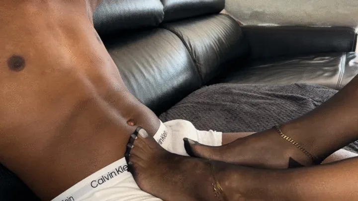 Ilovehernailss - @Mysplendidfeet nylon footjob with her sexy long white toenails - Side view