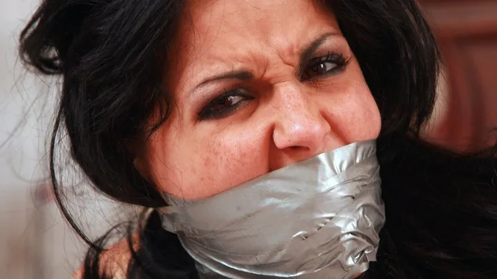 Dominic Wolfe's Gagged Beauties - Bitchy Housewife Hannah Massively Gagged with her Well Worn Panties, Tightly Taped Up, Squirming around Her House! RE ENCODE 2025